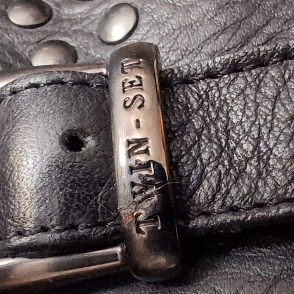 Simona Barbieri Twin-Set Women's Black Leather Studded Biker Boots Size 37. - Picture 5 of 14